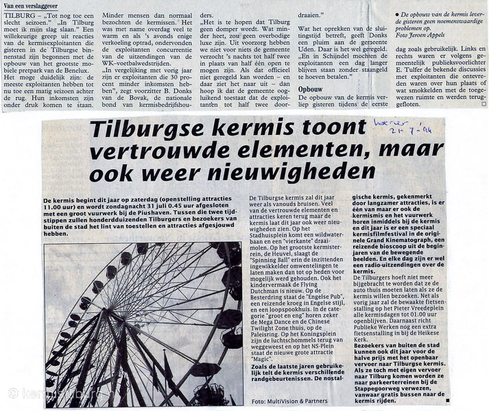 1994, Kermis, Tilburgse kermis, krant