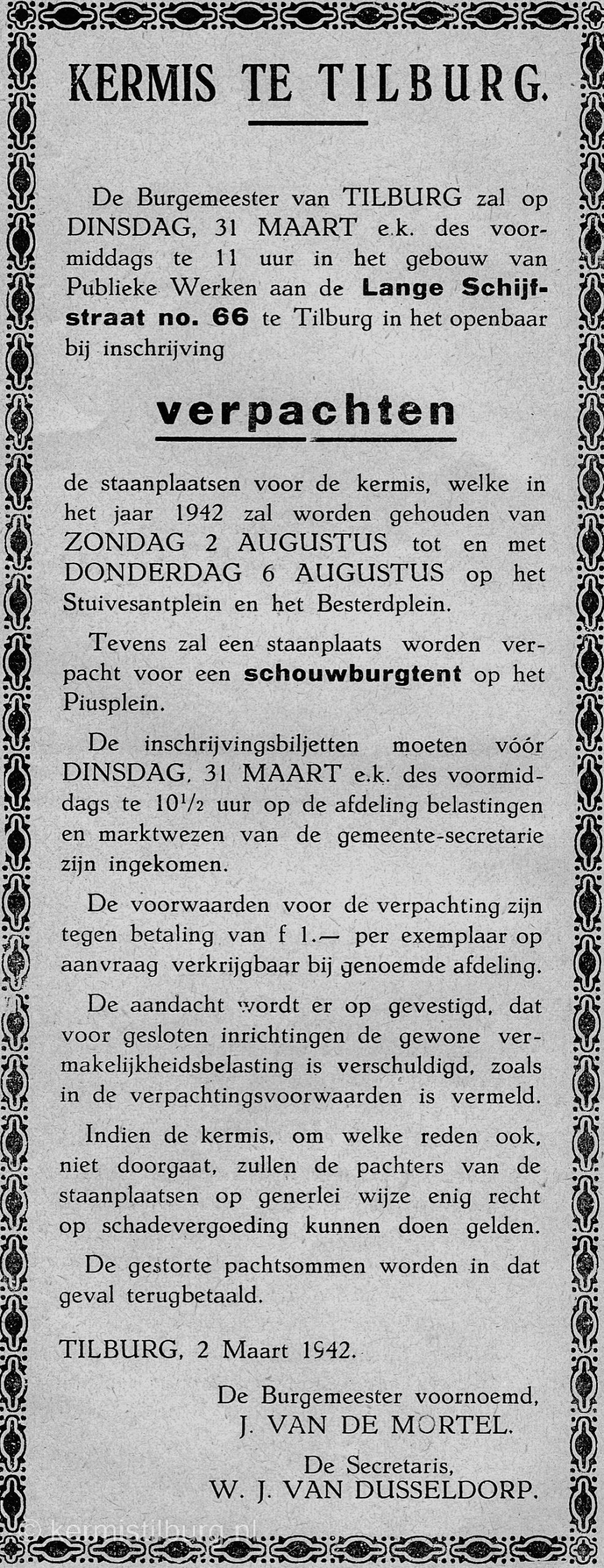 1942, Kermis, Tilburg, Tilburgse kermis