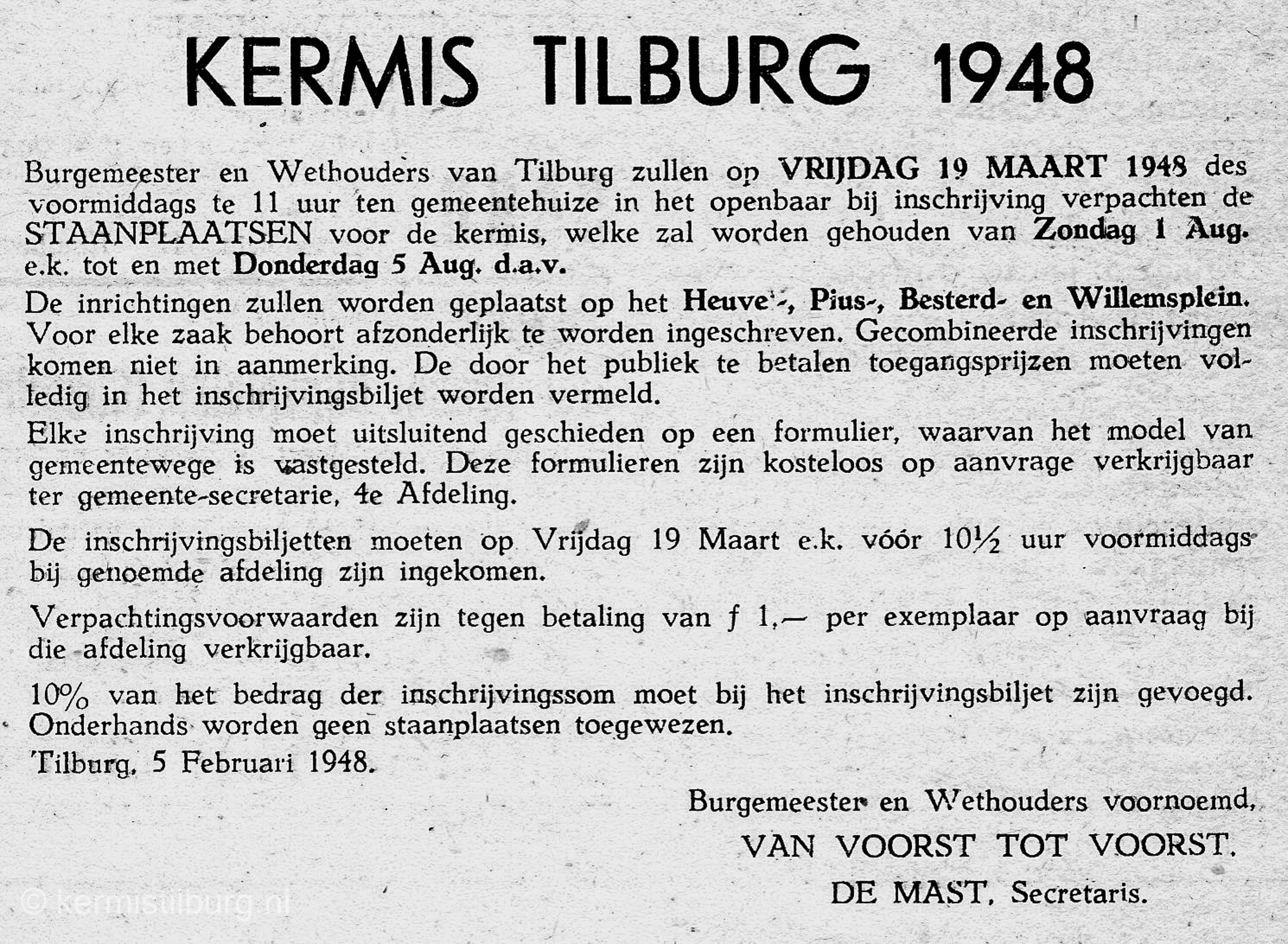 1948, Kermis, Tilburg, Tilburgse kermis, krant